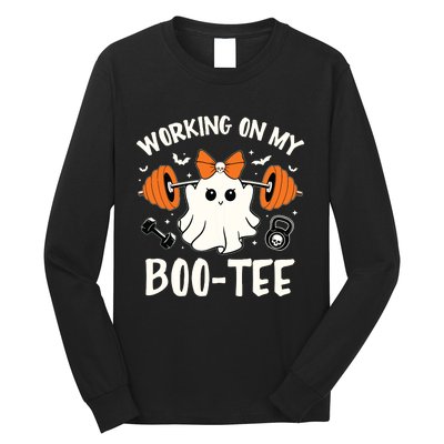 Working On My Boo Halloween Dead Lift Ghost Gym Weights Long Sleeve Shirt