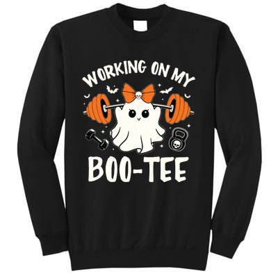 Working On My Boo Halloween Dead Lift Ghost Gym Weights Sweatshirt