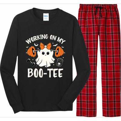 Working On My Boo Halloween Dead Lift Ghost Gym Weights Long Sleeve Pajama Set