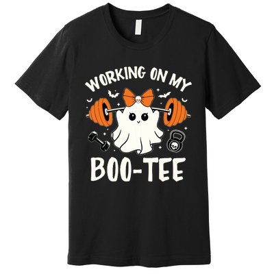 Working On My Boo Halloween Dead Lift Ghost Gym Weights Premium T-Shirt