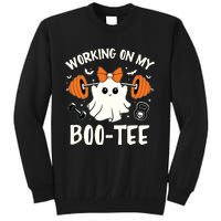 Working On My Boo Halloween Dead Lift Ghost Gym Weights Tall Sweatshirt