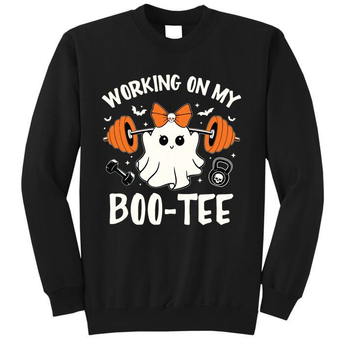 Working On My Boo Halloween Dead Lift Ghost Gym Weights Tall Sweatshirt