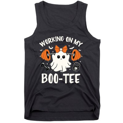 Working On My Boo Halloween Dead Lift Ghost Gym Weights Tank Top