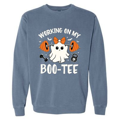 Working On My Boo Halloween Dead Lift Ghost Gym Weights Garment-Dyed Sweatshirt