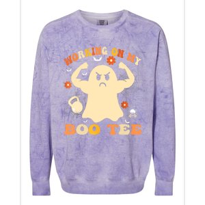 Working On My Boo Halloween Gym Workout Weightlifting Colorblast Crewneck Sweatshirt