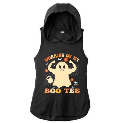 Working On My Boo Halloween Gym Workout Weightlifting Ladies PosiCharge Tri-Blend Wicking Draft Hoodie Tank