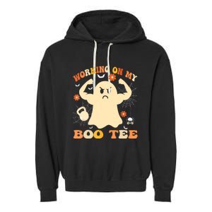 Working On My Boo Halloween Gym Workout Weightlifting Garment-Dyed Fleece Hoodie