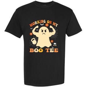 Working On My Boo Halloween Gym Workout Weightlifting Garment-Dyed Heavyweight T-Shirt