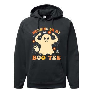 Working On My Boo Halloween Gym Workout Weightlifting Performance Fleece Hoodie