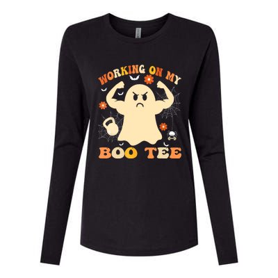 Working On My Boo Halloween Gym Workout Weightlifting Womens Cotton Relaxed Long Sleeve T-Shirt