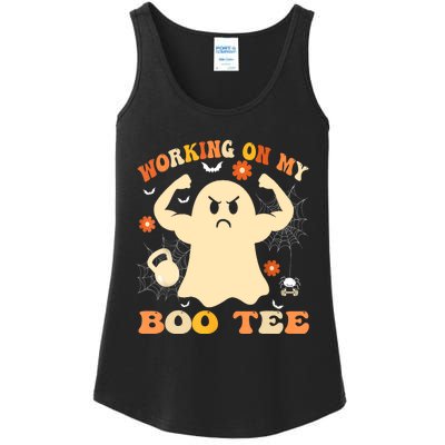 Working On My Boo Halloween Gym Workout Weightlifting Ladies Essential Tank