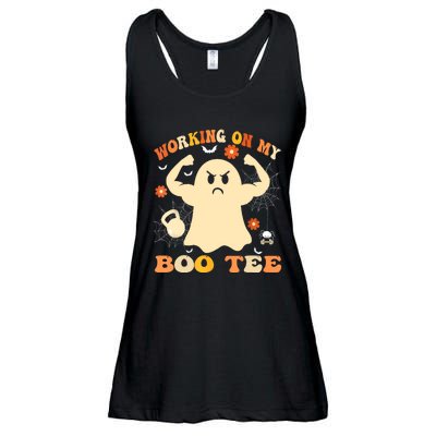 Working On My Boo Halloween Gym Workout Weightlifting Ladies Essential Flowy Tank