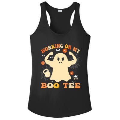 Working On My Boo Halloween Gym Workout Weightlifting Ladies PosiCharge Competitor Racerback Tank