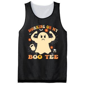 Working On My Boo Halloween Gym Workout Weightlifting Mesh Reversible Basketball Jersey Tank