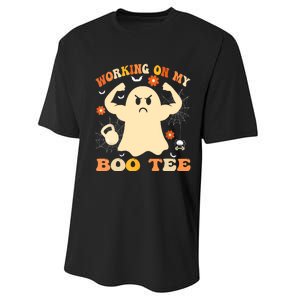 Working On My Boo Halloween Gym Workout Weightlifting Performance Sprint T-Shirt