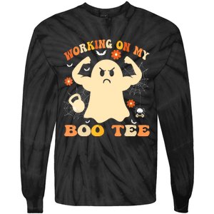 Working On My Boo Halloween Gym Workout Weightlifting Tie-Dye Long Sleeve Shirt