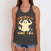 Working On My Boo Halloween Gym Workout Weightlifting Women's Knotted Racerback Tank