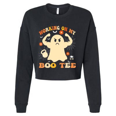 Working On My Boo Halloween Gym Workout Weightlifting Cropped Pullover Crew