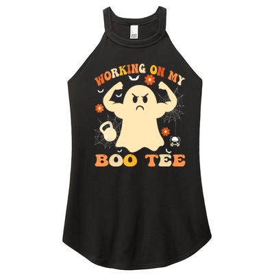 Working On My Boo Halloween Gym Workout Weightlifting Women's Perfect Tri Rocker Tank