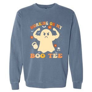 Working On My Boo Halloween Gym Workout Weightlifting Garment-Dyed Sweatshirt