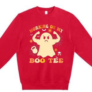 Working On My Boo Halloween Gym Workout Weightlifting Premium Crewneck Sweatshirt