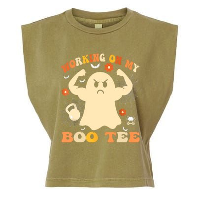 Working On My Boo Halloween Gym Workout Weightlifting Garment-Dyed Women's Muscle Tee