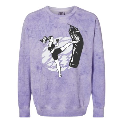 Woman High Kick Boxing Colorblast Crewneck Sweatshirt