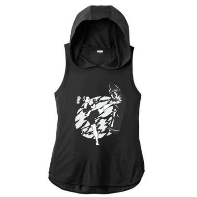 Woman High Kick Boxing Ladies PosiCharge Tri-Blend Wicking Draft Hoodie Tank