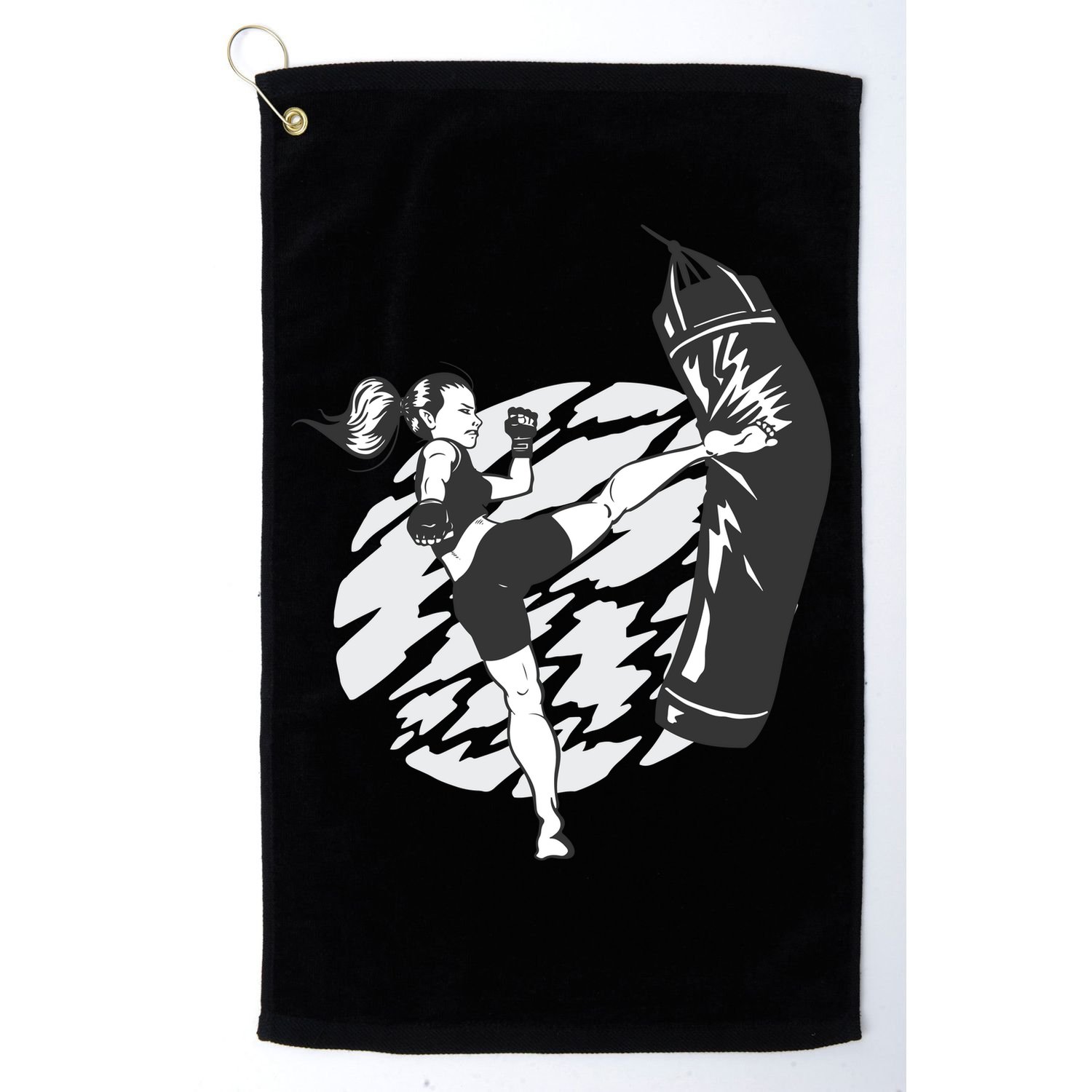 Woman High Kick Boxing Golf Towel