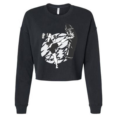 Woman High Kick Boxing Cropped Pullover Crew