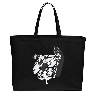 Woman High Kick Boxing Cotton Canvas Jumbo Tote