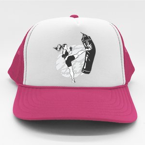 Woman High Kick Boxing Trucker Hat