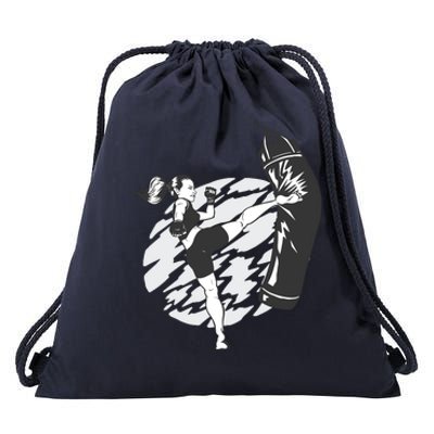 Woman High Kick Boxing Drawstring Bag