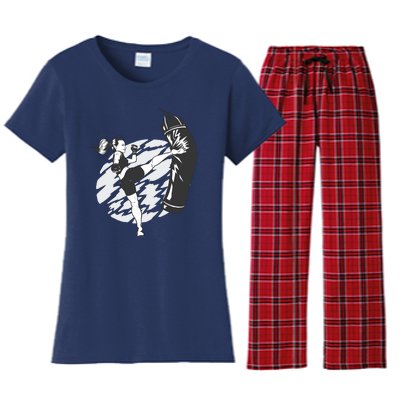 Woman High Kick Boxing Women's Flannel Pajama Set