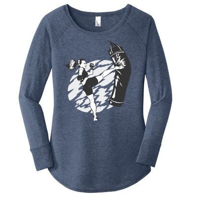 Woman High Kick Boxing Women's Perfect Tri Tunic Long Sleeve Shirt