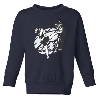 Woman High Kick Boxing Toddler Sweatshirt