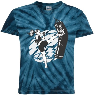 Woman High Kick Boxing Kids Tie-Dye T-Shirt