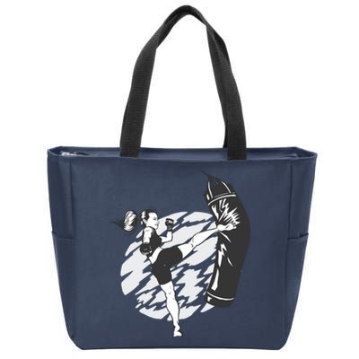 Woman High Kick Boxing Zip Tote Bag