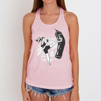 Woman High Kick Boxing Women's Knotted Racerback Tank