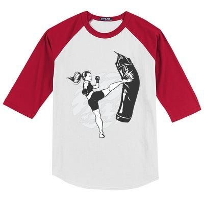 Woman High Kick Boxing Kids Colorblock Raglan Jersey