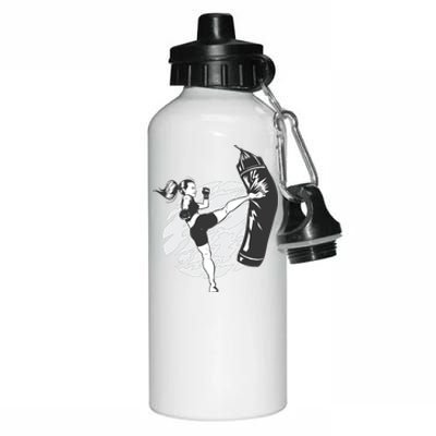 Woman High Kick Boxing Aluminum Water Bottle