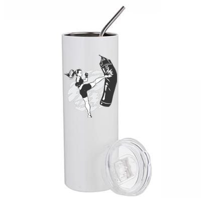 Woman High Kick Boxing Stainless Steel Tumbler