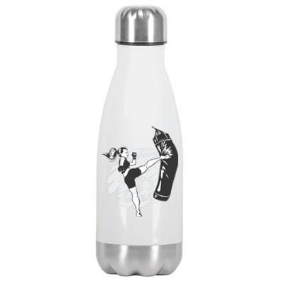 Woman High Kick Boxing Stainless Steel Insulated Water Bottle