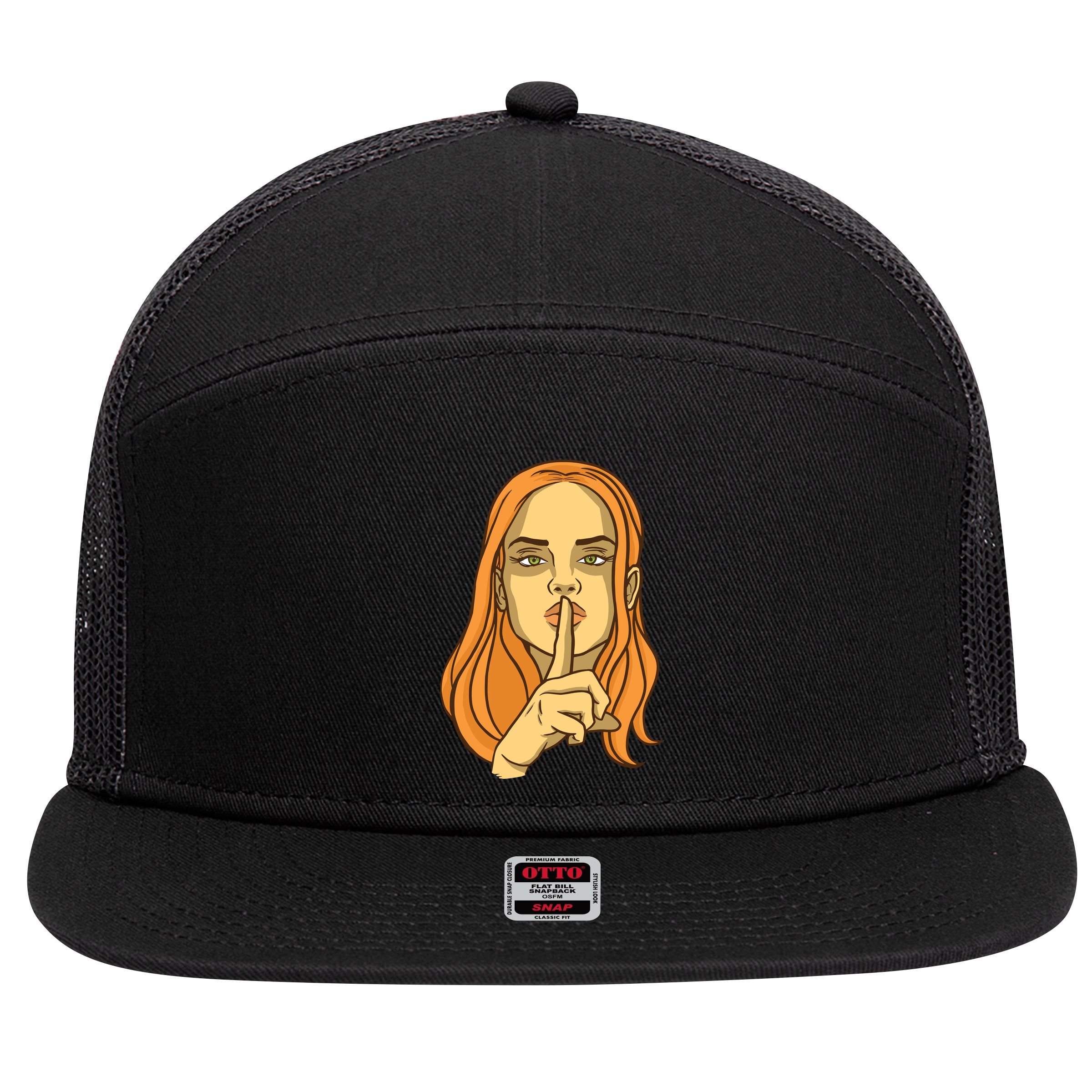 Woman Sushing 7 Panel Mesh Trucker Snapback Hat