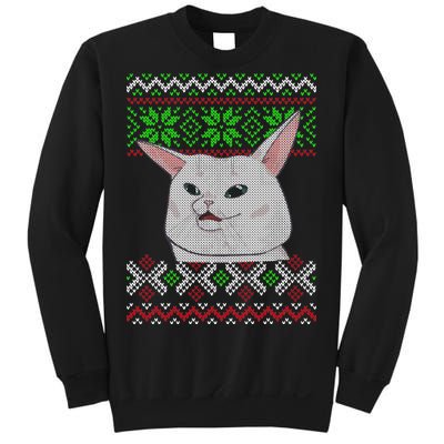 Woman Yelling At A Cat Ugly Christmas Sweater Meme Sweatshirt