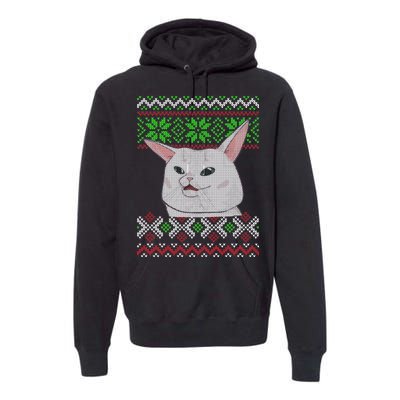 Woman Yelling At A Cat Ugly Christmas Sweater Meme Premium Hoodie