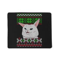 Woman Yelling At A Cat Ugly Christmas Sweater Meme Mousepad