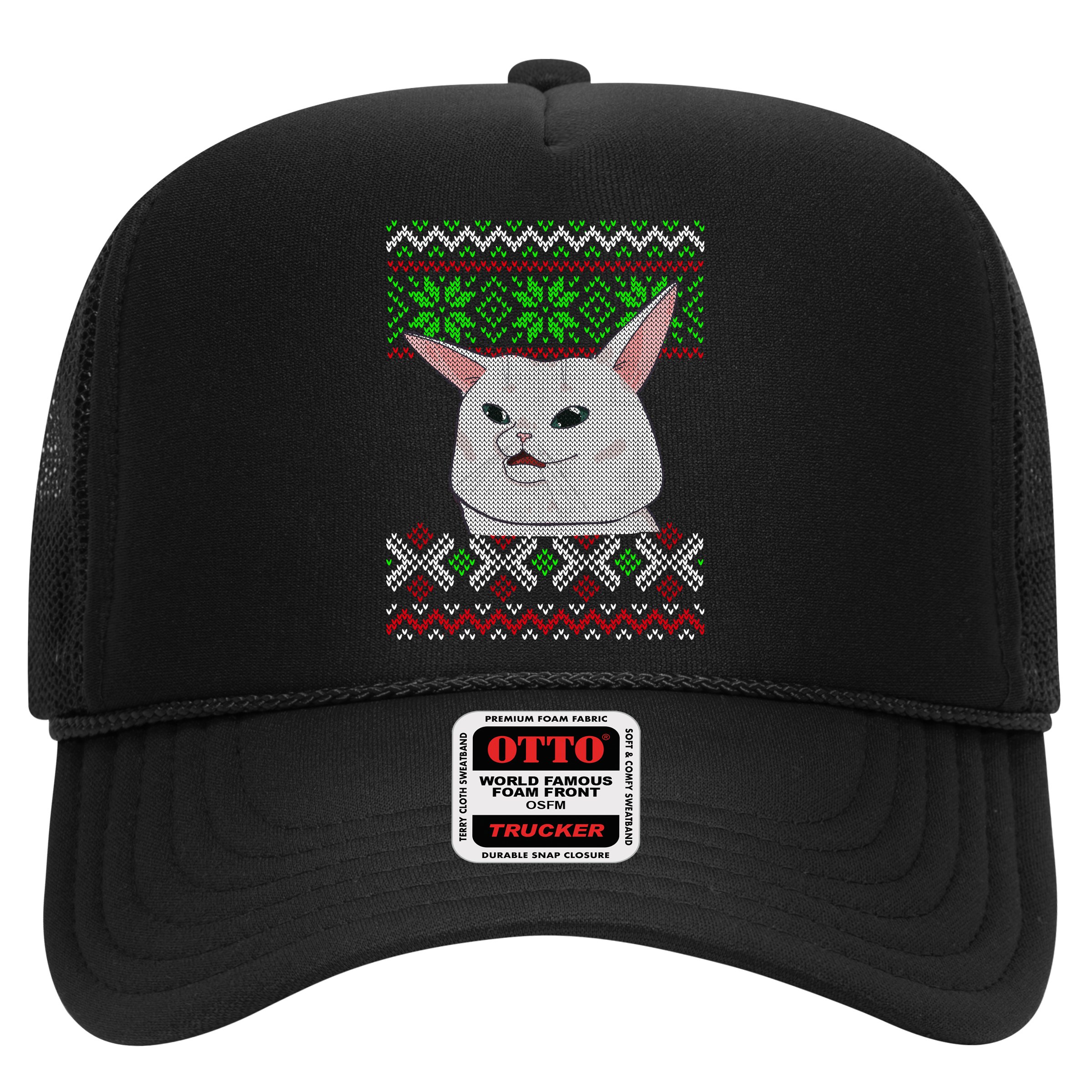 Woman Yelling At A Cat Ugly Christmas Sweater Meme Hat