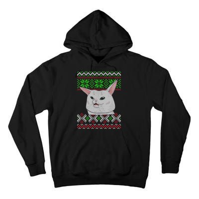 Woman Yelling At A Cat Ugly Christmas Sweater Meme Tall Hoodie