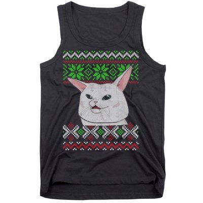 Woman Yelling At A Cat Ugly Christmas Sweater Meme Tank Top